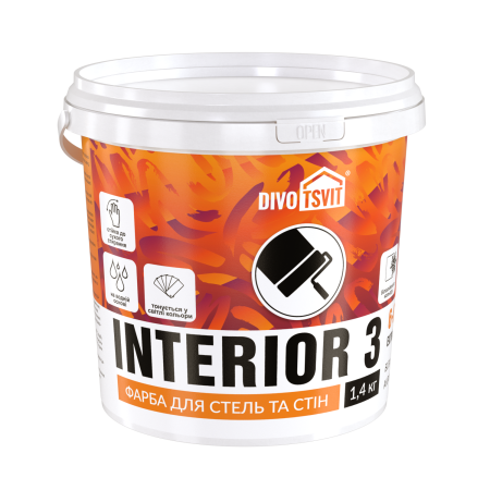 Краска водоэмульсионная Интерьер Interior - 1 л TM DIVOTSVIT