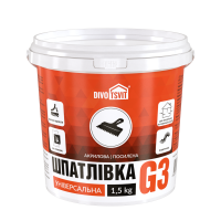 Шпаклевка Финишная Влагостойкая Универсальная усиленная Гарант-3 - 1,5 кг TM DIVOTSVIT