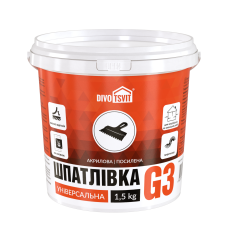 Шпаклевка Финишная Влагостойкая Универсальная усиленная Гарант-3 - 1,5 кг TM DIVOTSVIT