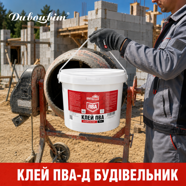 Добавка клея ПВА Будивельник в цементно-песчаные строительные смеси